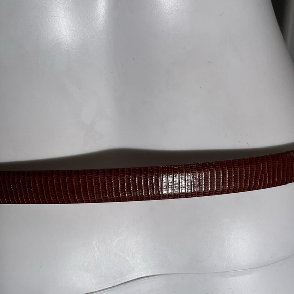 Audrey Talbott Brown Leather Belt Reptile Print Made in Italy Women Sz 31”-35” main image 6